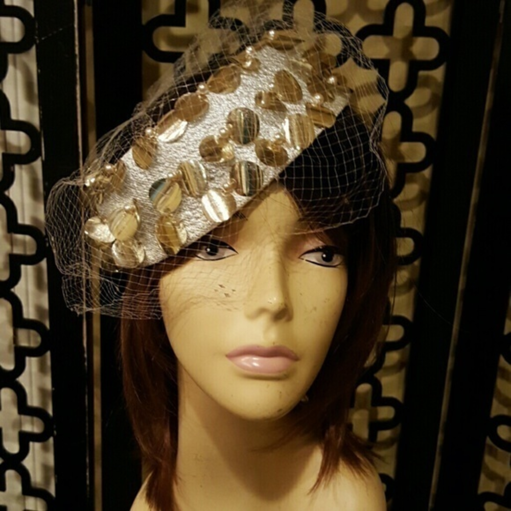 SKOL NIPS  SILVER GOLD PENNY SEQUINS GATSBY HAT Netting‎ Union Made - Picture 1 of 4